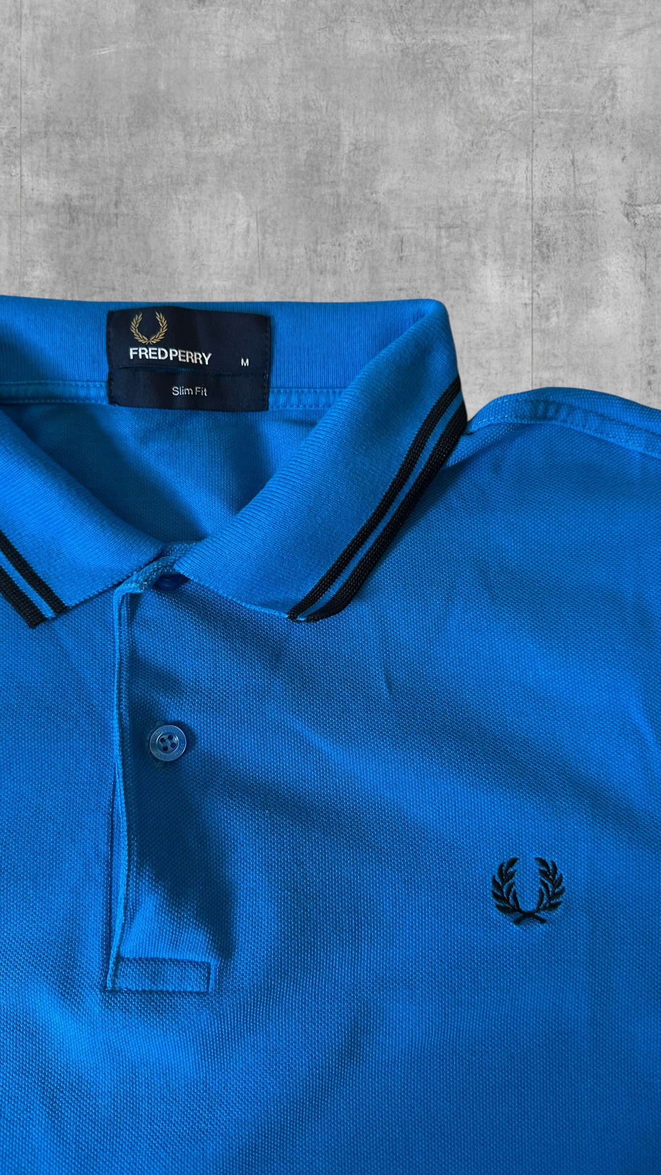 Fred Perry Polo Shirt Blau Schwarz M Slim Fit