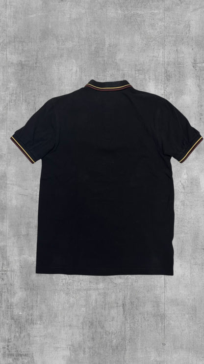 Fred Perry Polo Shirt Schwarz Weinrot Gold S