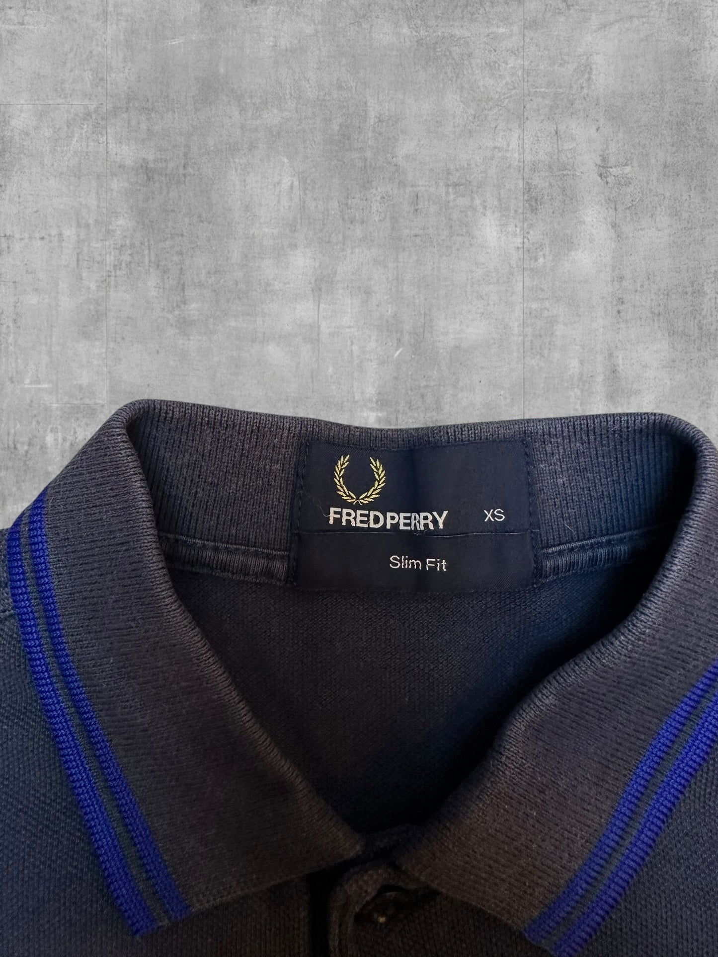 Fred Perry Polo Shirt Schwarz Blau XS Slim Fit