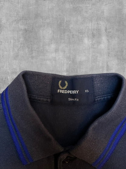 Fred Perry Polo Shirt Schwarz Blau XS Slim Fit