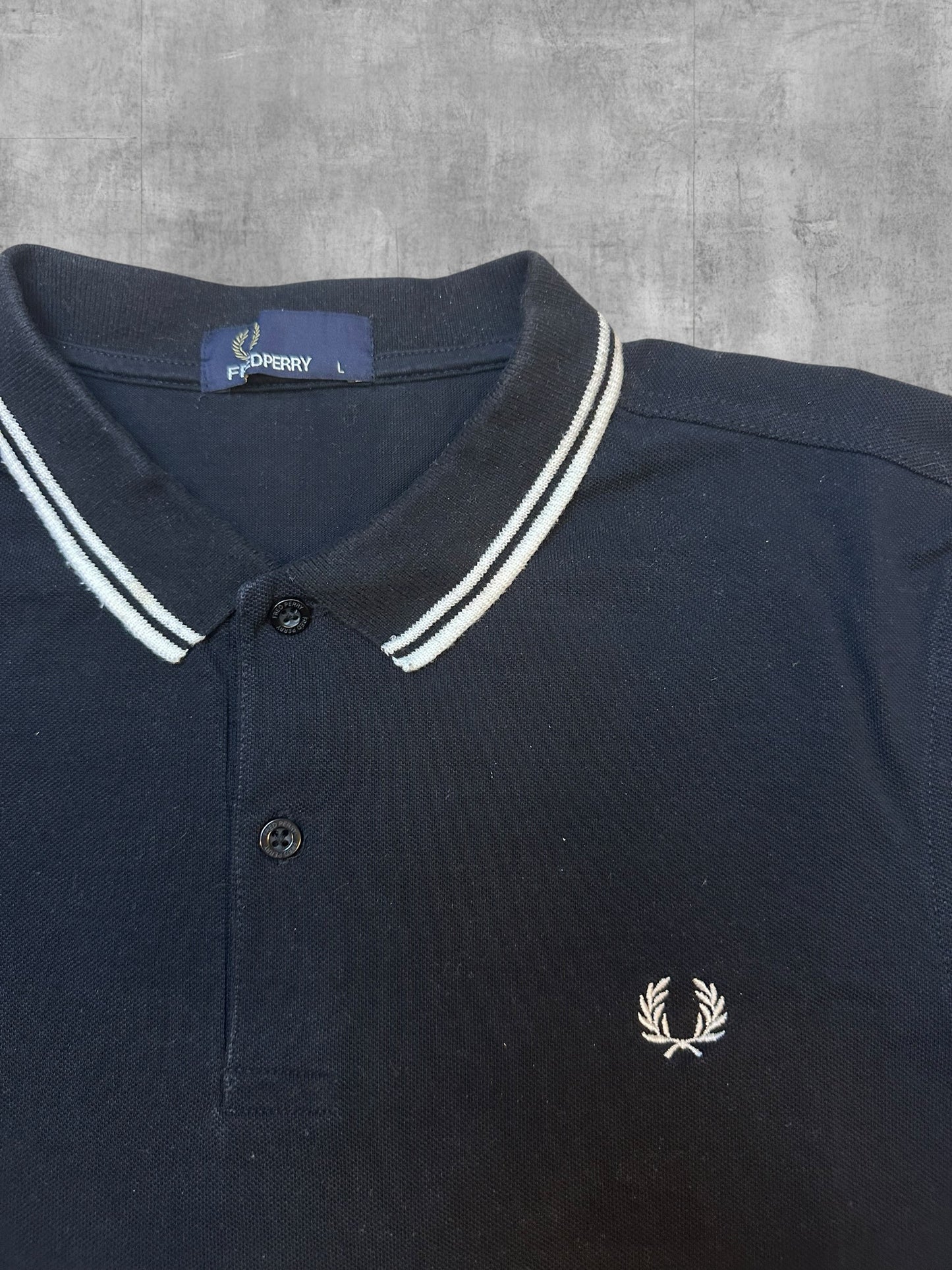 Fred Perry Polo Shirt Schwarz Weiß L