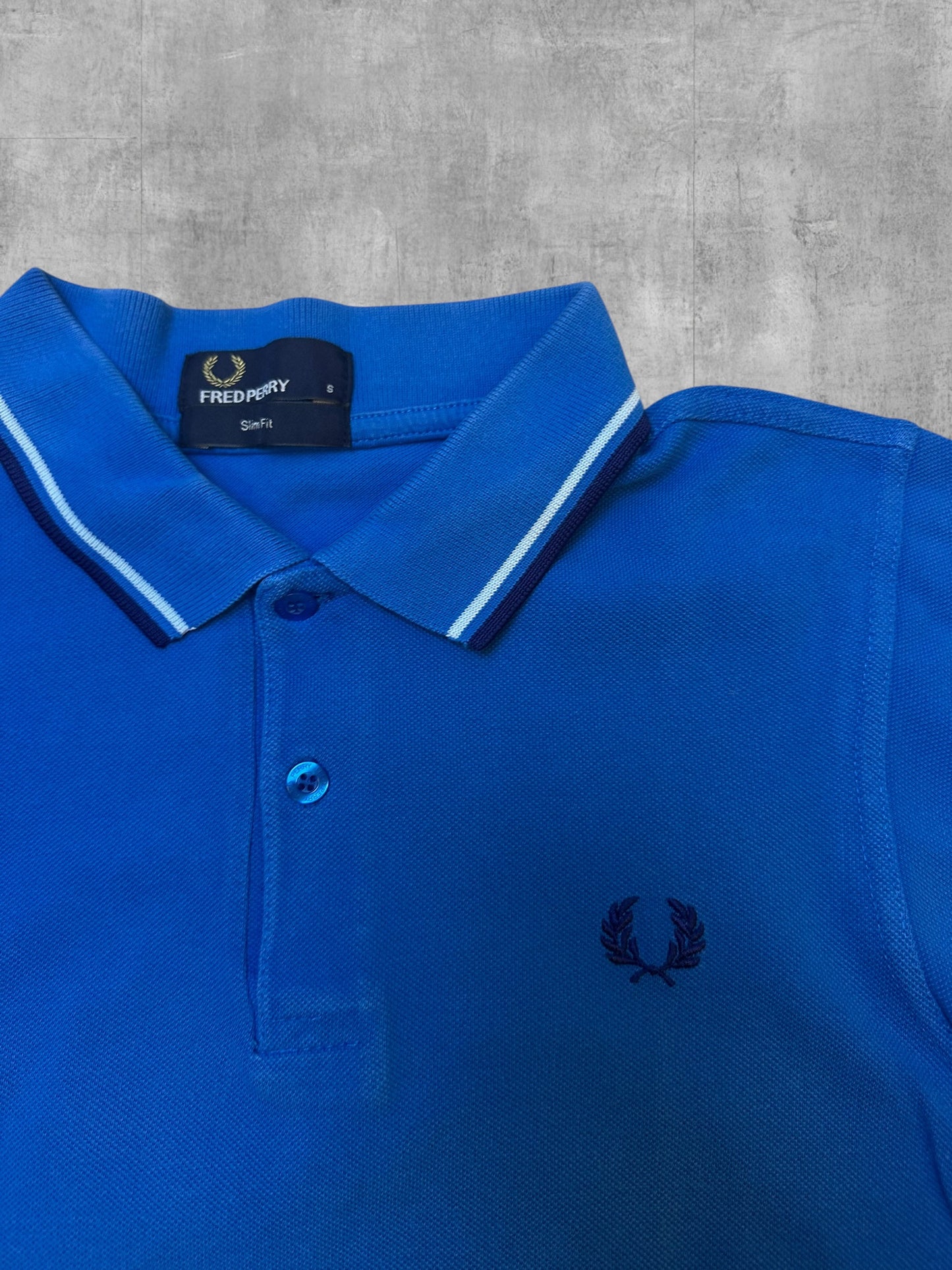 Fred Perry Polo Shirt Blau Schwarz S Slim Fit