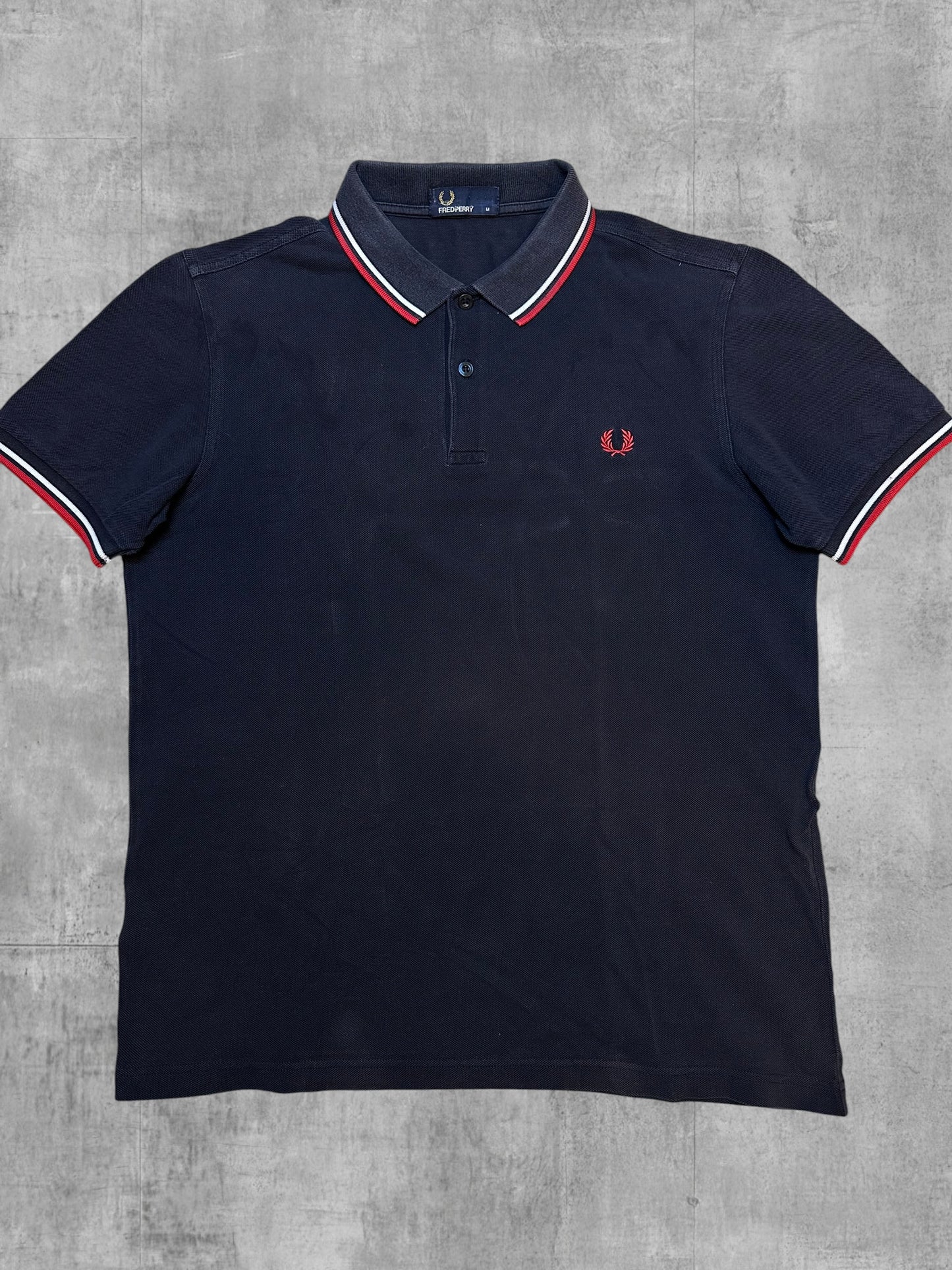 Fred Perry Polo Shirt Schwarz Rot Weiß M