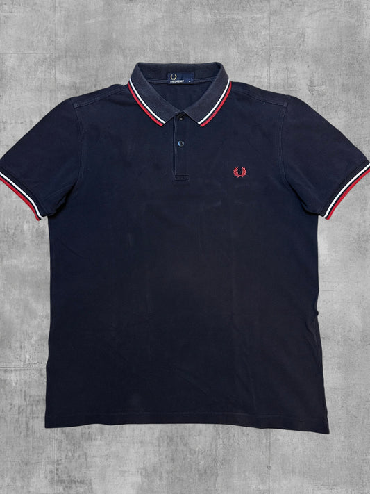 Fred Perry Polo Shirt Schwarz Rot Weiß M