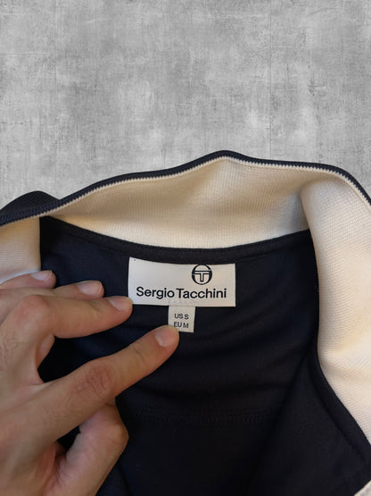 Sergio Tacchini Trainingsjacke Schwarzblau Weiß Backprint M