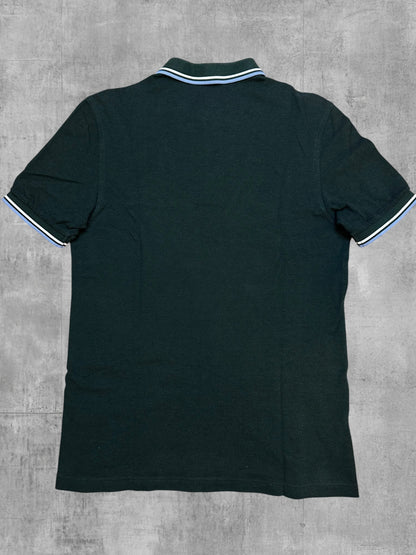 Fred Perry Polo Shirt Dunkelgrün Weiß Hellblau M