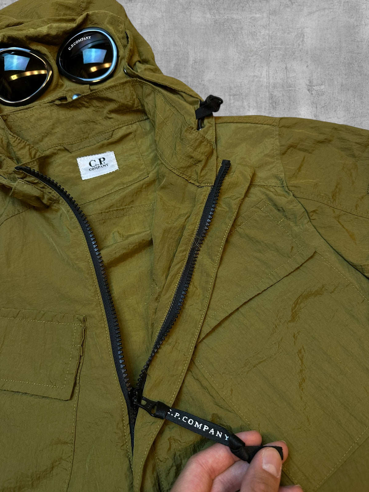C.P. Company Goggle Windbreaker Jacke Khaki Grün M