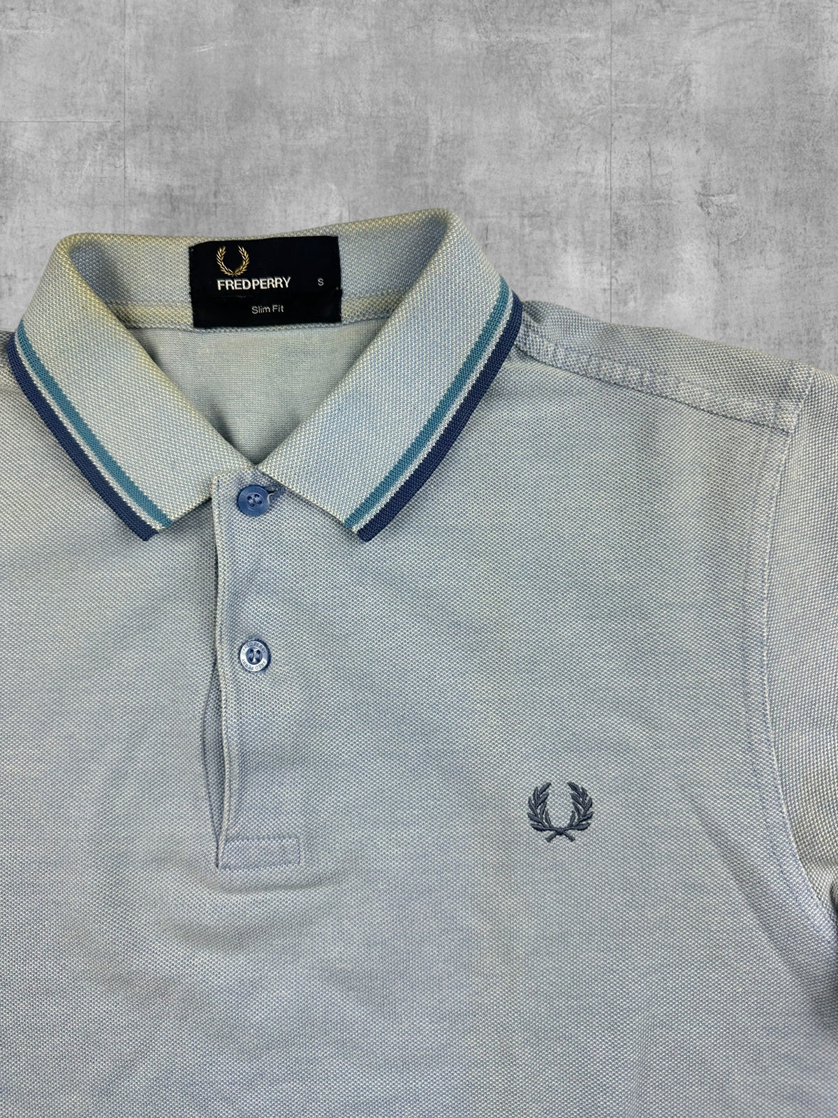 Fred Perry Polo Shirt Türkis Blau S Slim Fit