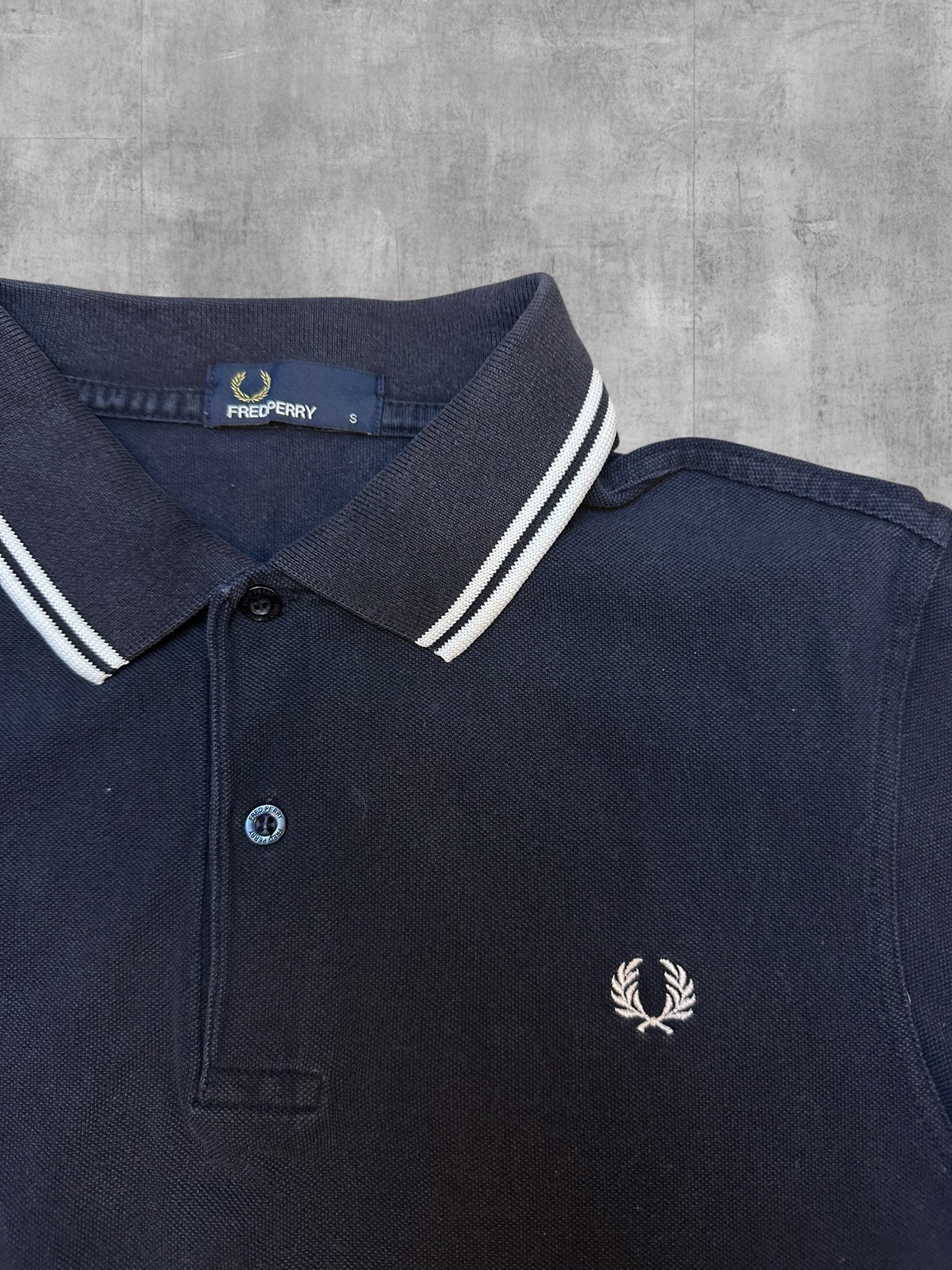 Fred Perry Polo Shirt Schwarzblau Weiß S