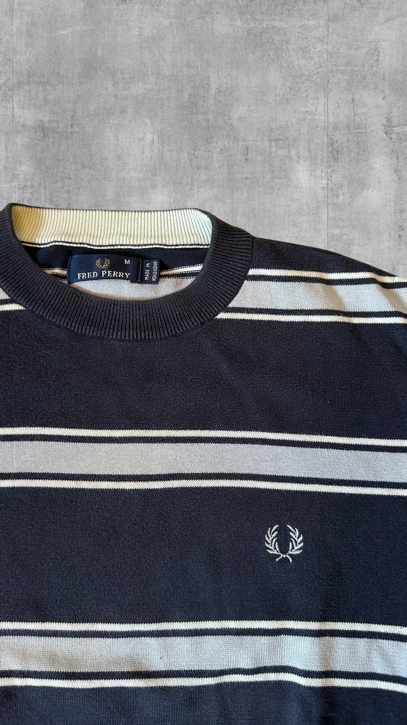 Fred Perry Sweatshirt Navy Blau Weiß M