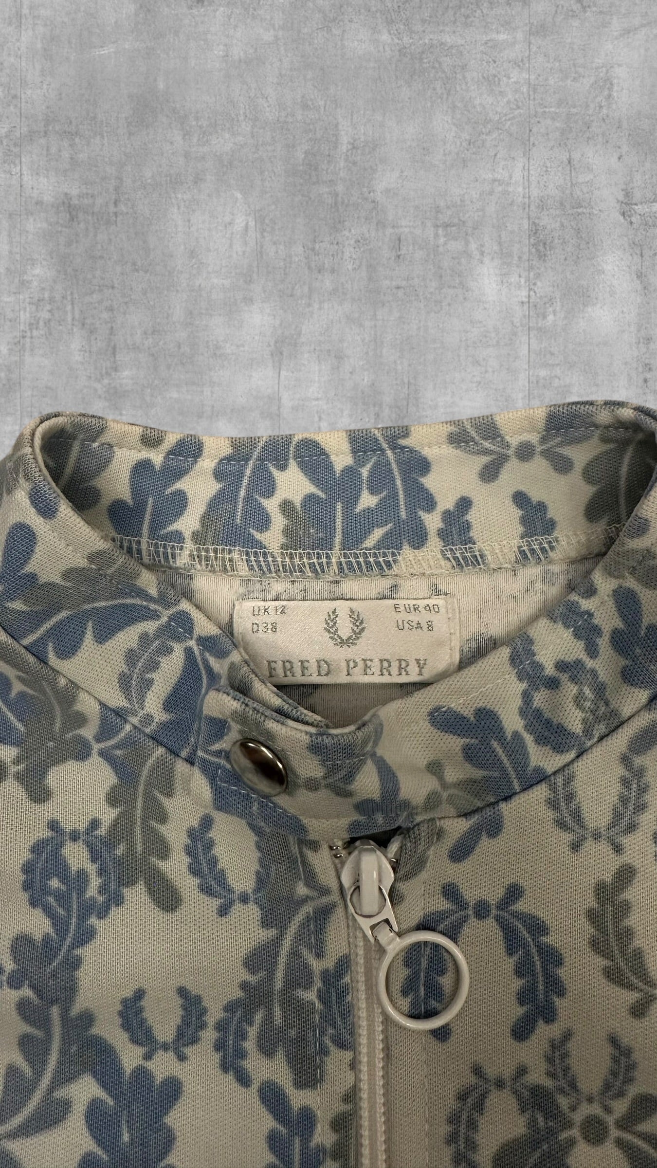 Fred Perry Monogramm Trainingsjacke Beige Türkis Damengröße M Herren S