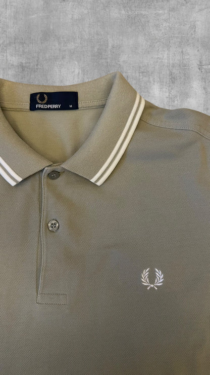 Fred Perry Polo Shirt Khaki weiß M