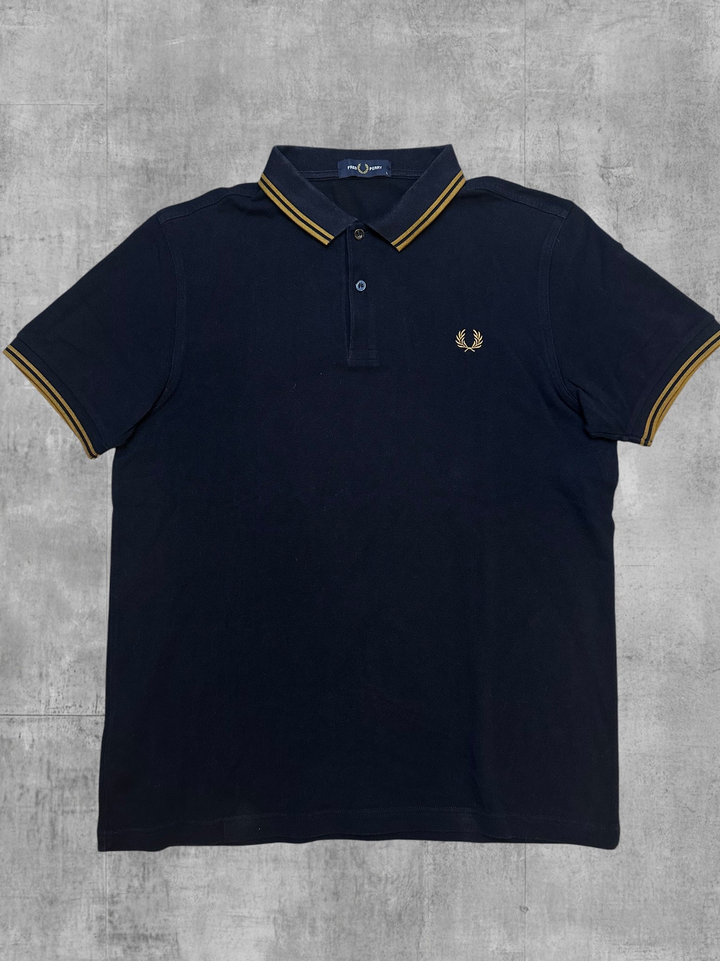 Fred Perry Polo Shirt Schwarz Gold L