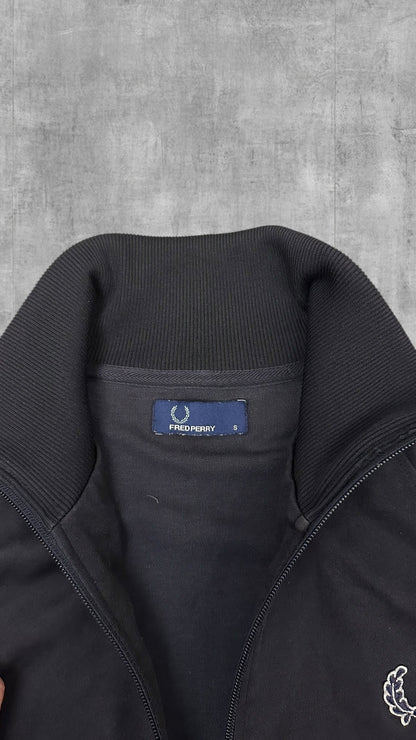 Fred Perry Vintage Trainingsjacke Taped Zip Jacke Schwarz Weiß S