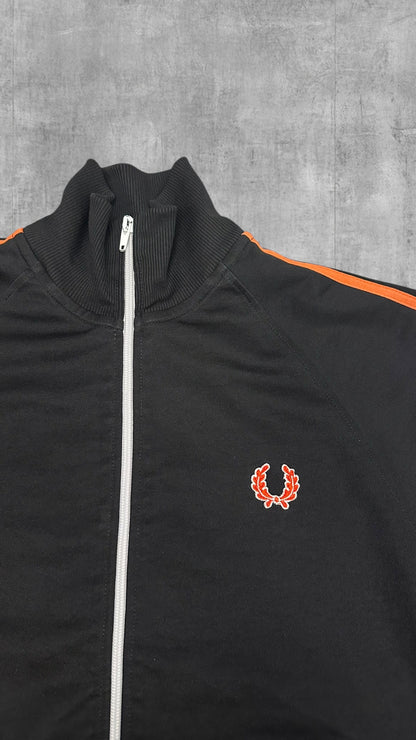 Fred Perry Vintage Trainingsjacke Taped Zip Jacke Schwarz Rot S