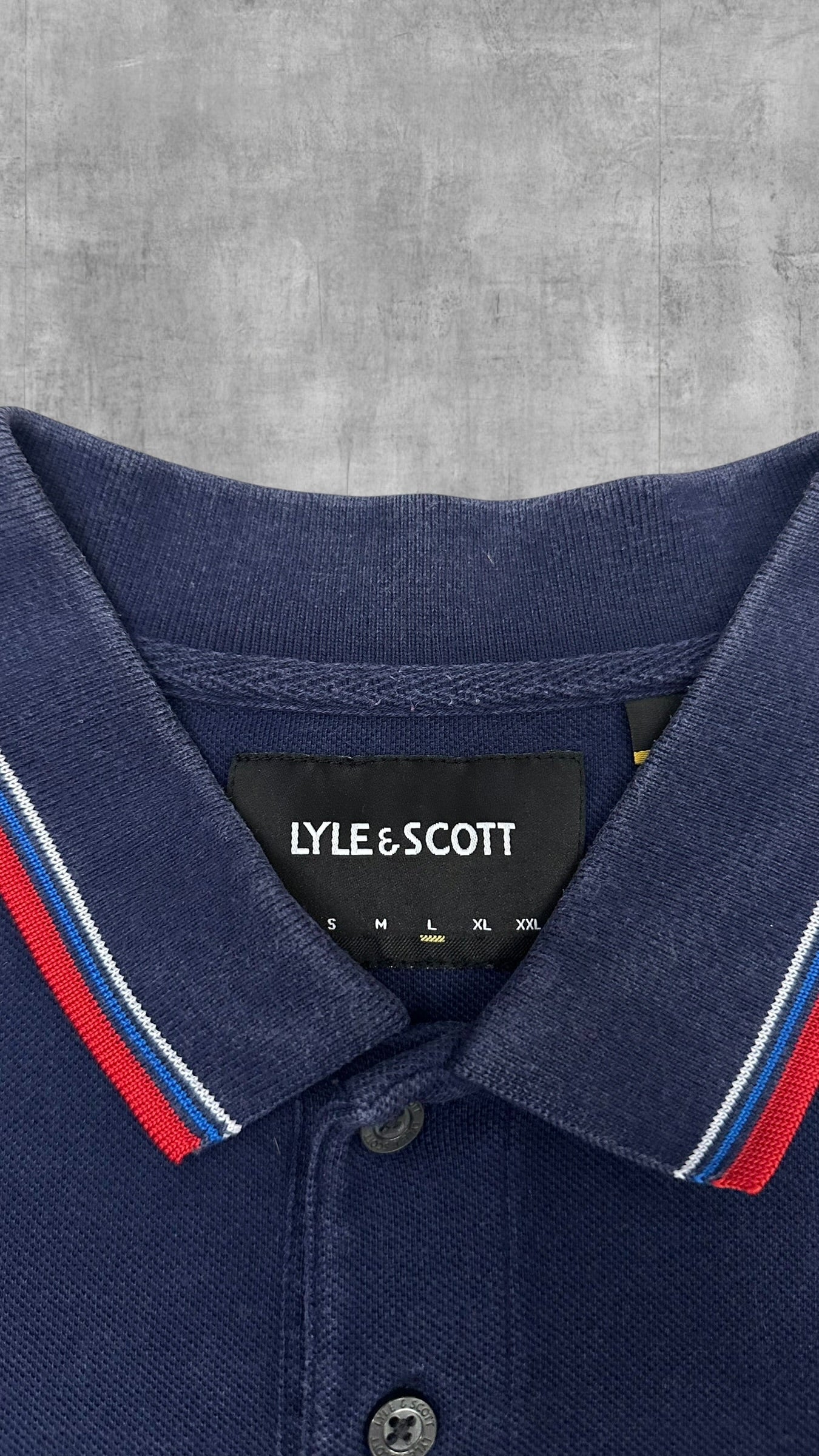 Lyle & Scott Polo Shirt Navy Blau Rot Weiß L