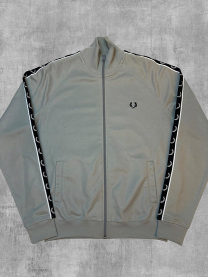 Fred Perry Trainingsjacke Taped Grau Schwarz Weiß M