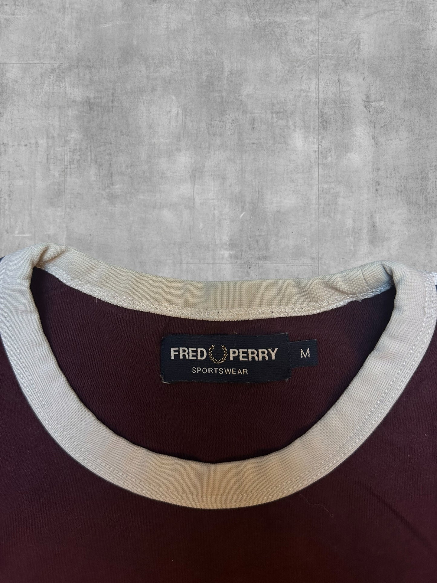 Fred Perry T-shirt Taped Weinrot Weiß M