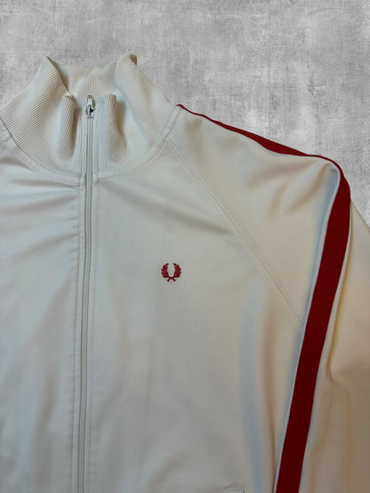 Fred Perry Trainingsjacke Taped Weiß Weinrot L