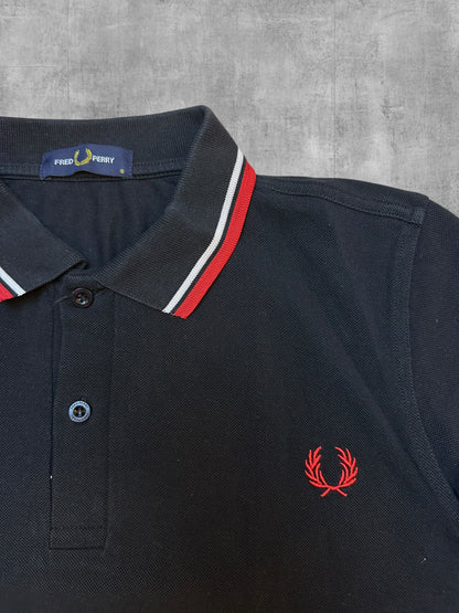 Fred Perry Polo Shirt Schwarz Rot Weiß S