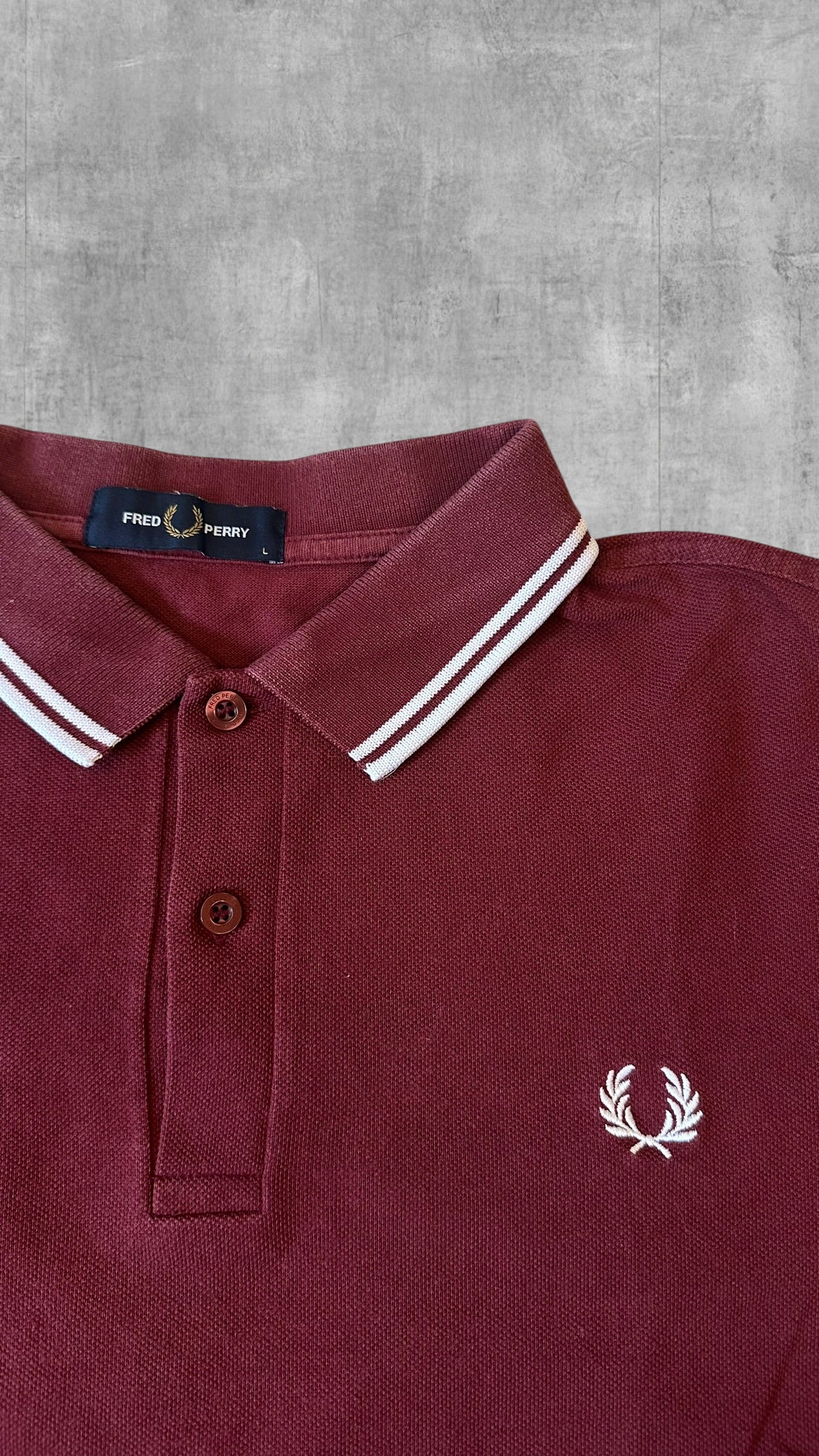 Fred Perry Polo Shirt Weinrot Weiß L