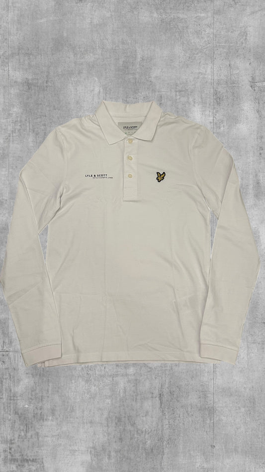 Lyle & Scott Langarm Polo Shirt Weiß S