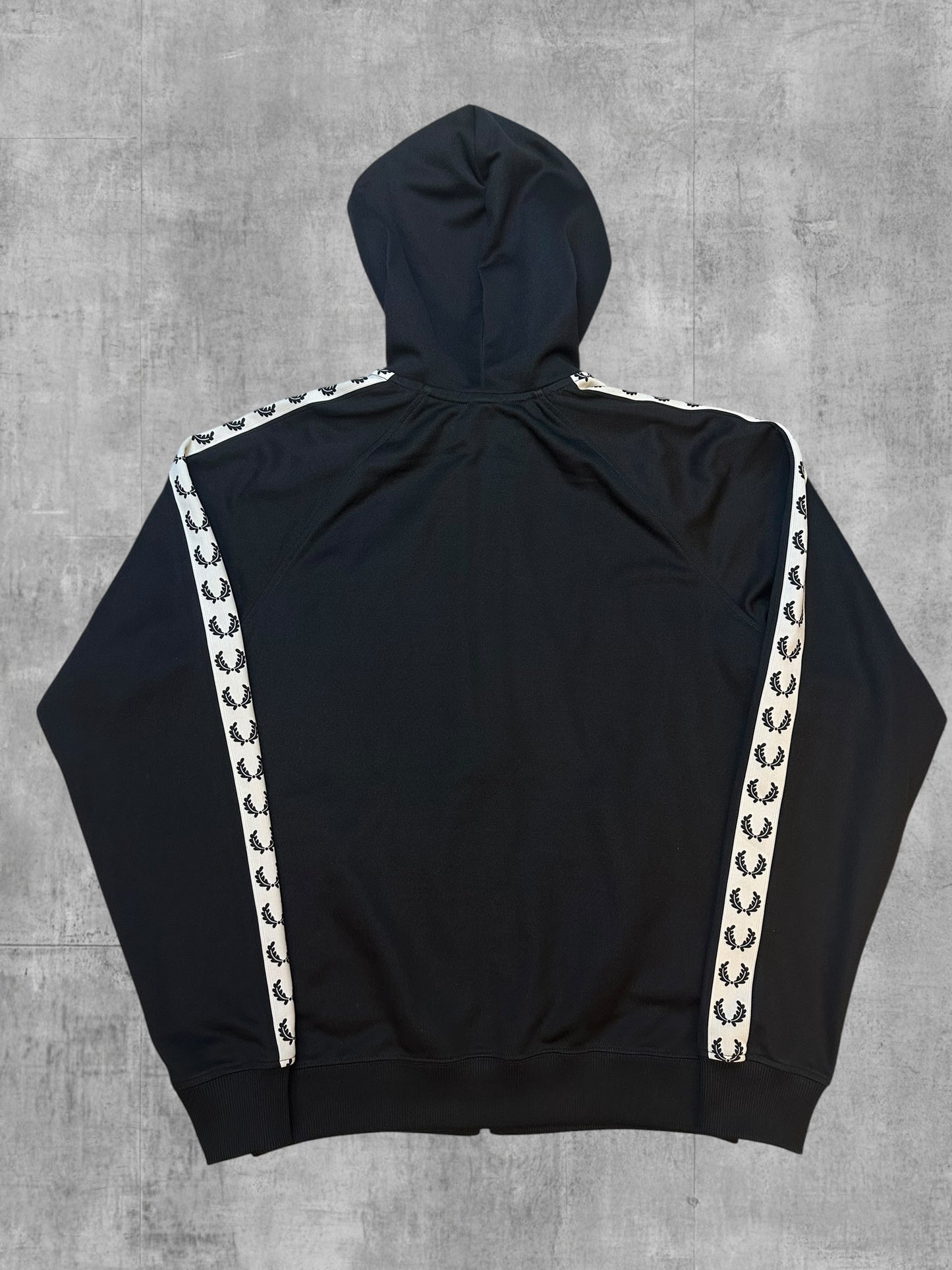 Fred Perry Taped Vintage Zip Hoodie Schwarz Weiß S