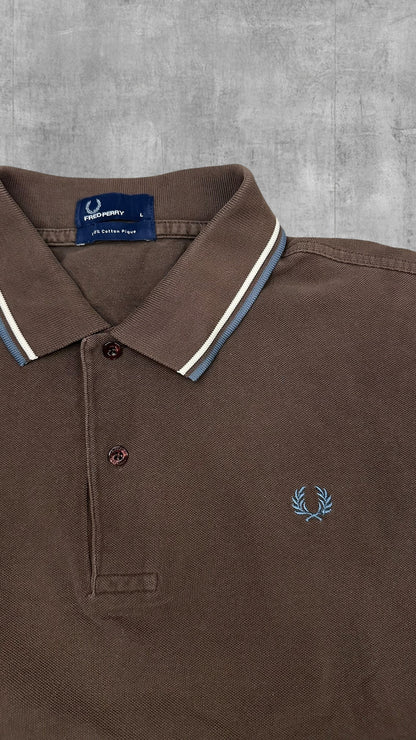 Fred Perry Polo Shirt Braun Türkis Weiß L