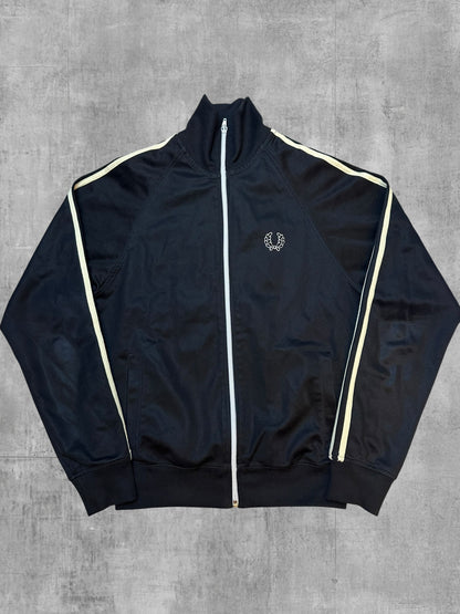 Fred Perry Vintage Trainingsjacke Taped Schwarz Weiß XS