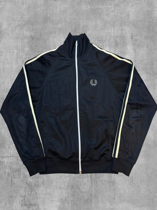 Fred Perry Vintage Trainingsjacke Taped Schwarz Weiß XS