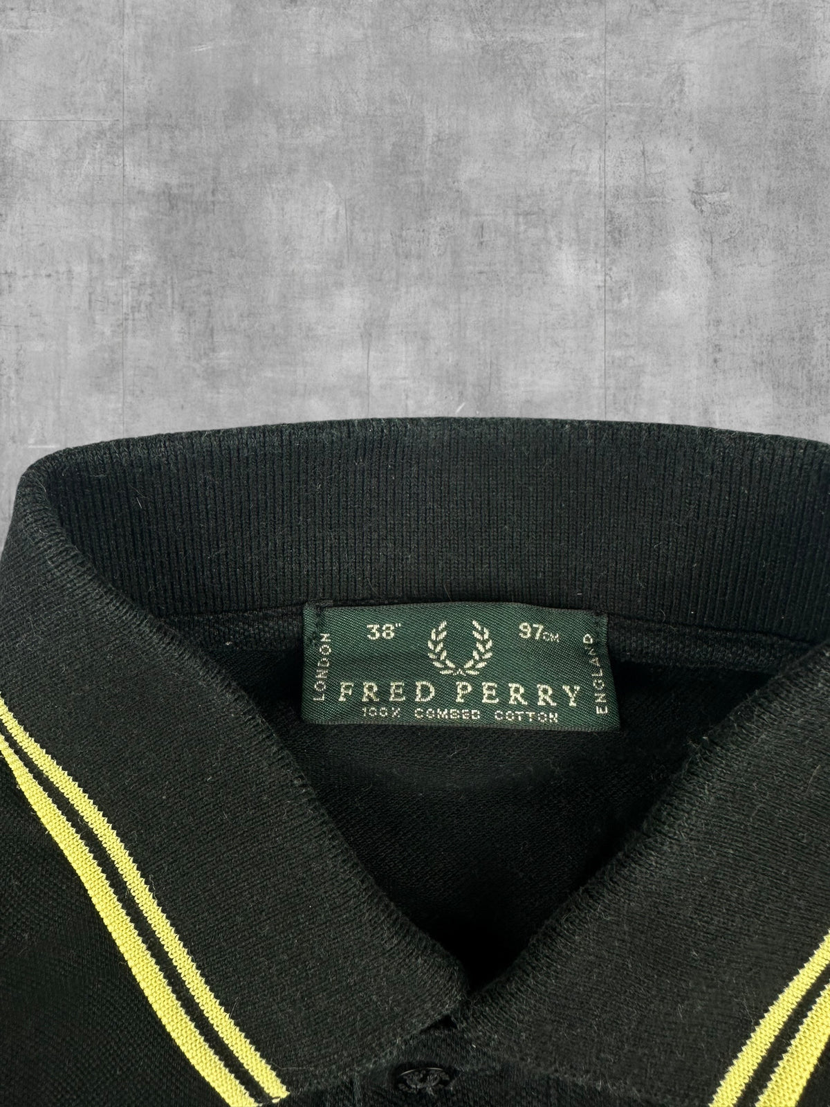 Fred Perry Polo Shirt Schwarz Gelb S - M