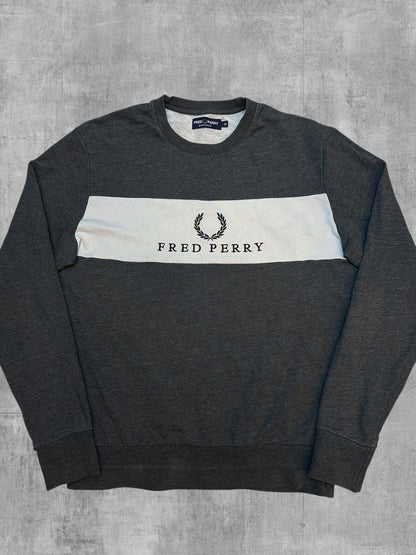 Fred Perry Sweatshirt Sweater Pullover Hoodie Grau Weiß M