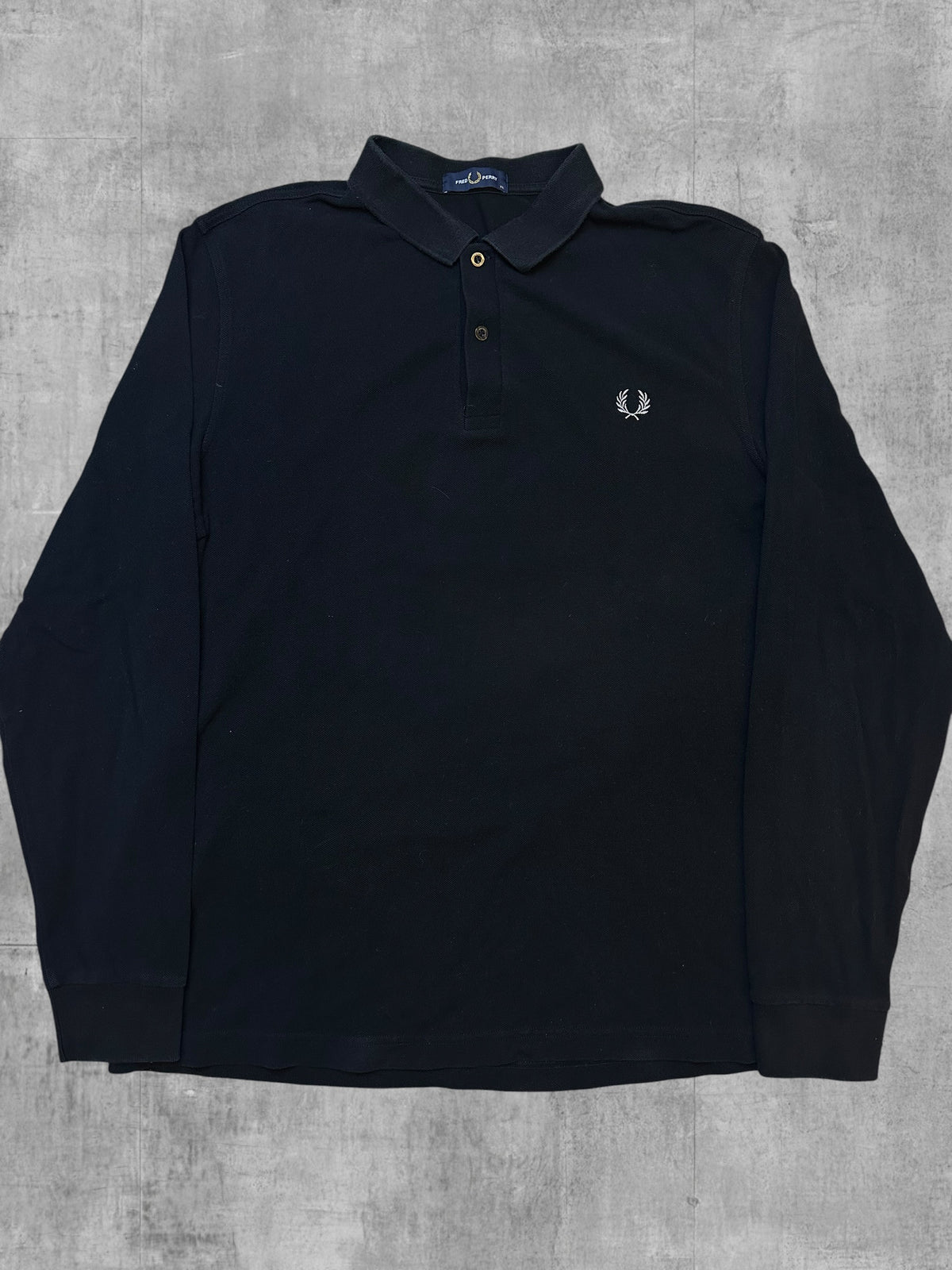 Fred Perry Langarm Polo Shirt Schwarz XL