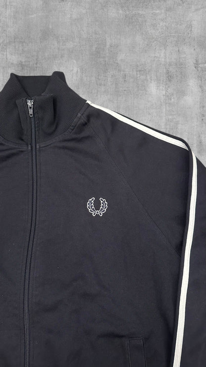 Fred Perry Vintage Trainingsjacke Taped Zip Jacke Schwarz Weiß S