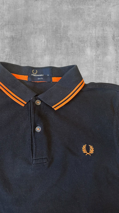 Fred Perry Polo Shirt Schwarz Orange M Slim Fit