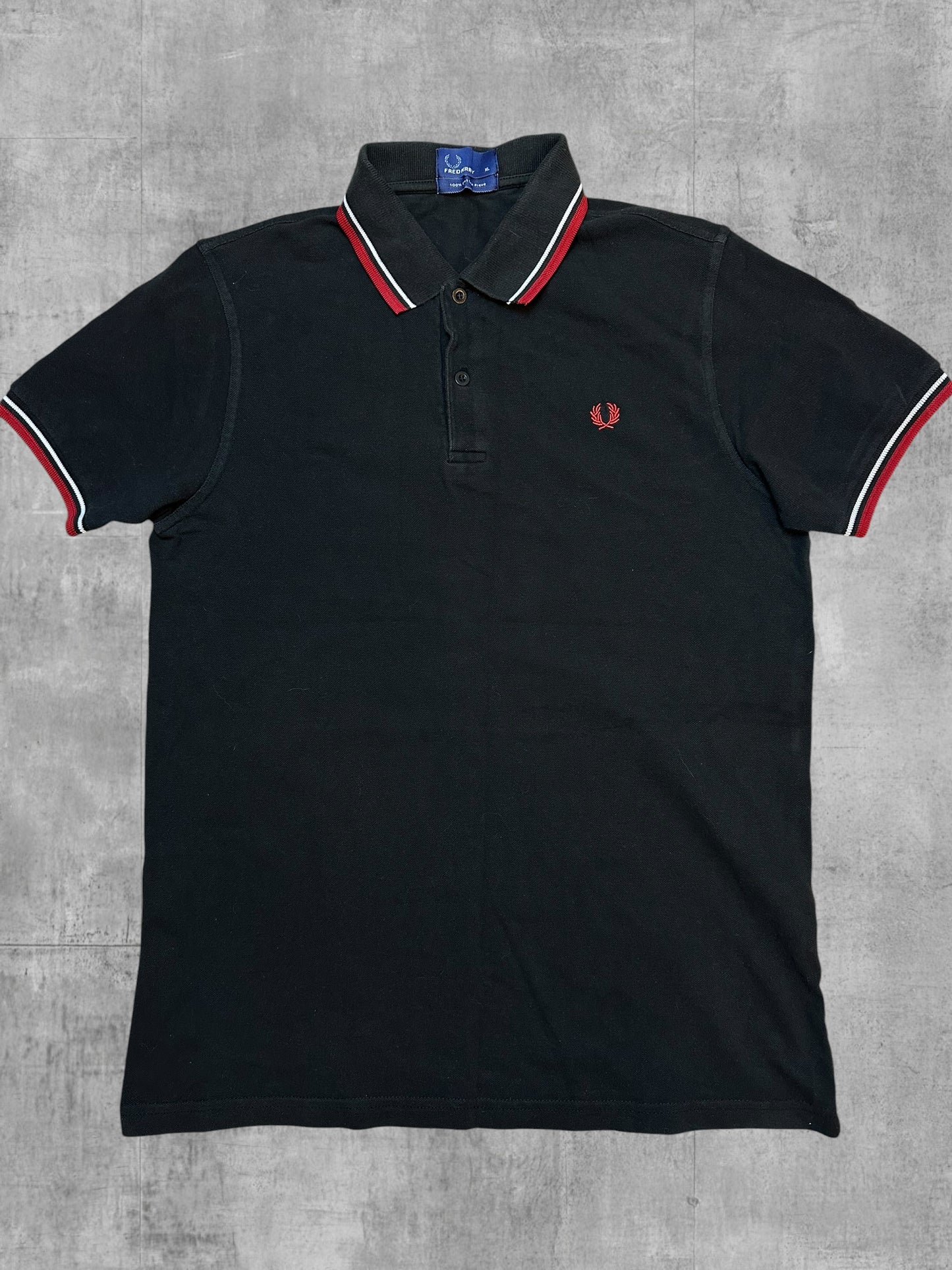 Fred Perry Polo Shirt Schwarz Rot XL