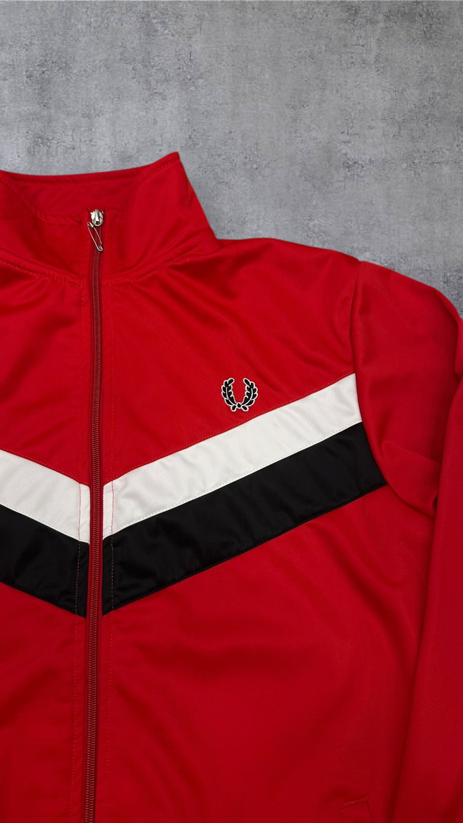 Fred Perry Vintage Trainingsjacke Taped Zip Jacke Rot L
