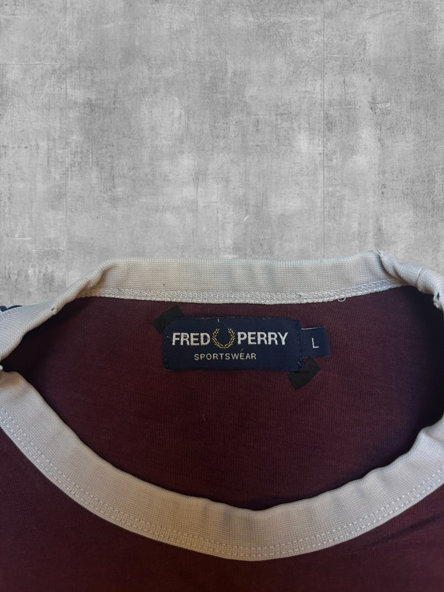Fred Perry T-shirt Taped Weinrot Weiß L