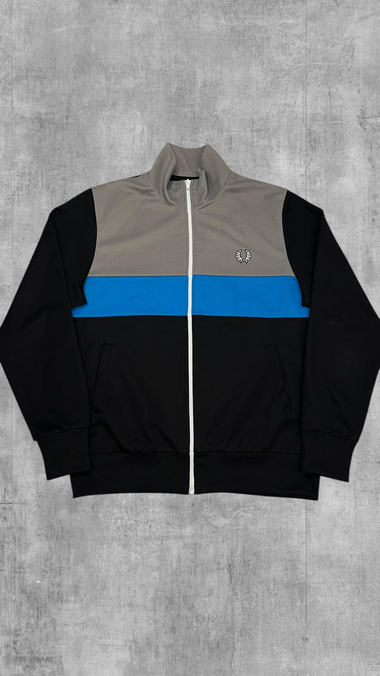Fred Perry Vintage Trainingsjacke Schwarz Grau Blau XL