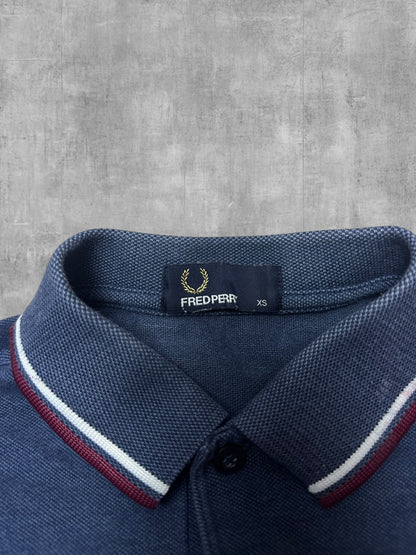 Fred Perry Polo Shirt Navy Blau Weiß Weinrot XS