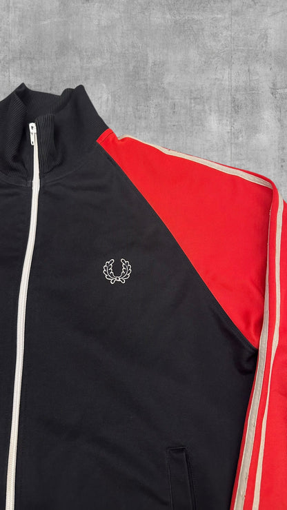 Fred Perry Vintage Trainingsjacke Taped Zip Jacke Navy Blau Rot M