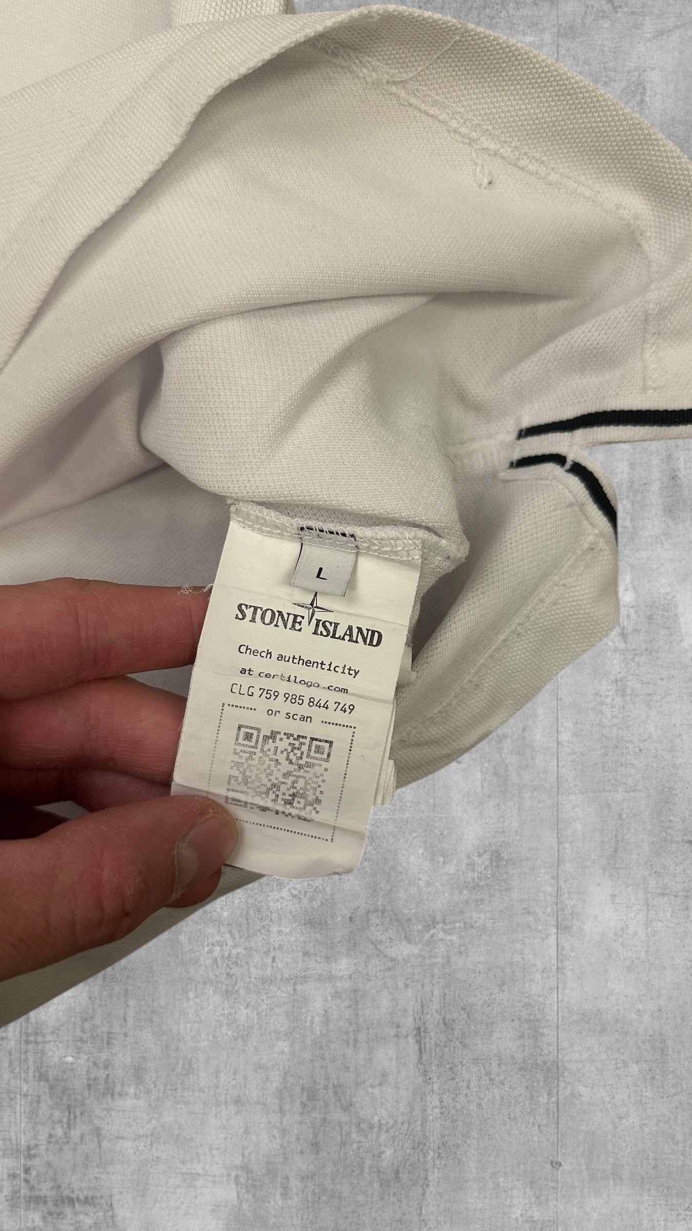 Stone Island Polo Shirt Weiß Schwarz L