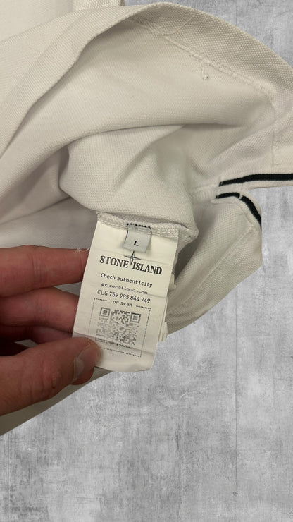 Stone Island Polo Shirt Weiß Schwarz L