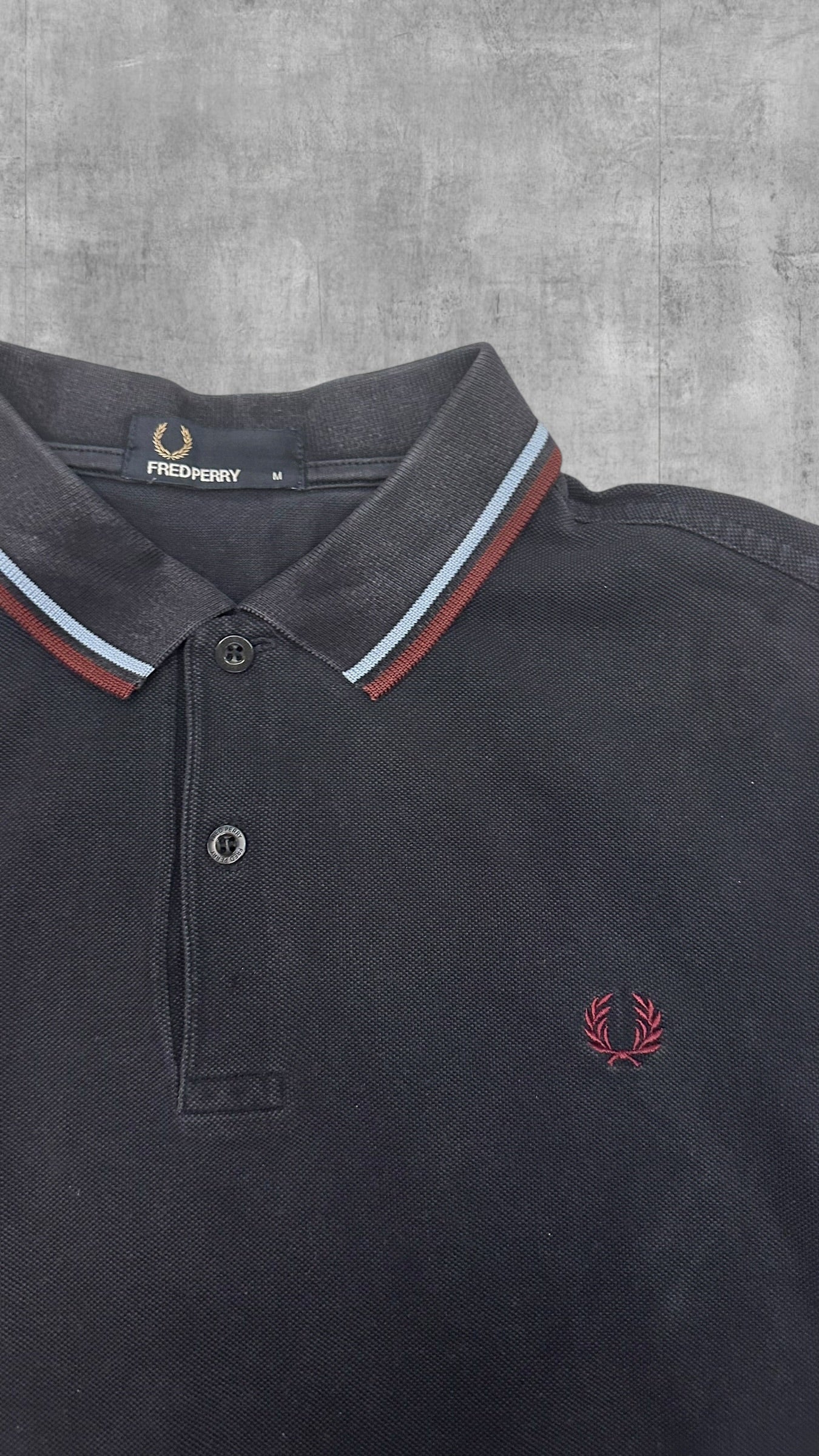 Fred Perry Polo Hemd Navy Blau Weinrot M