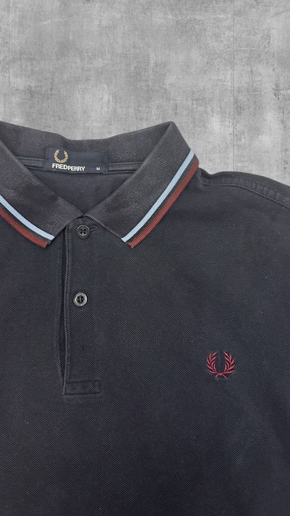 Fred Perry Polo Hemd Navy Blau Weinrot M