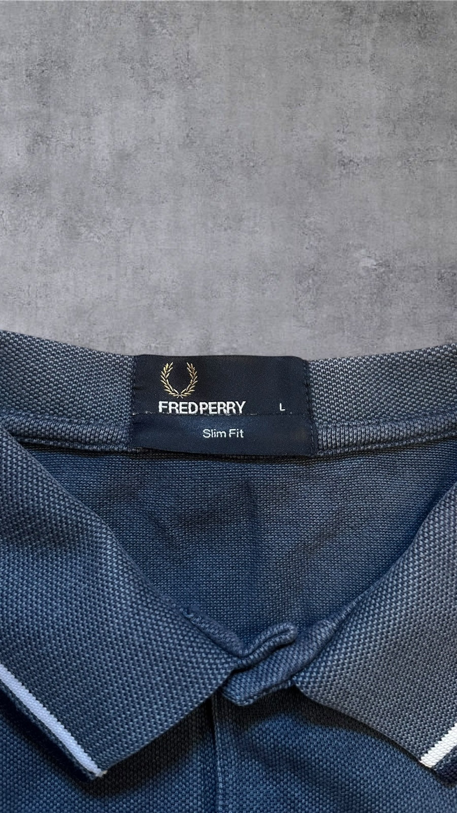 Fred Perry Polo Shirt Grau Navy Blau L Slim Fit