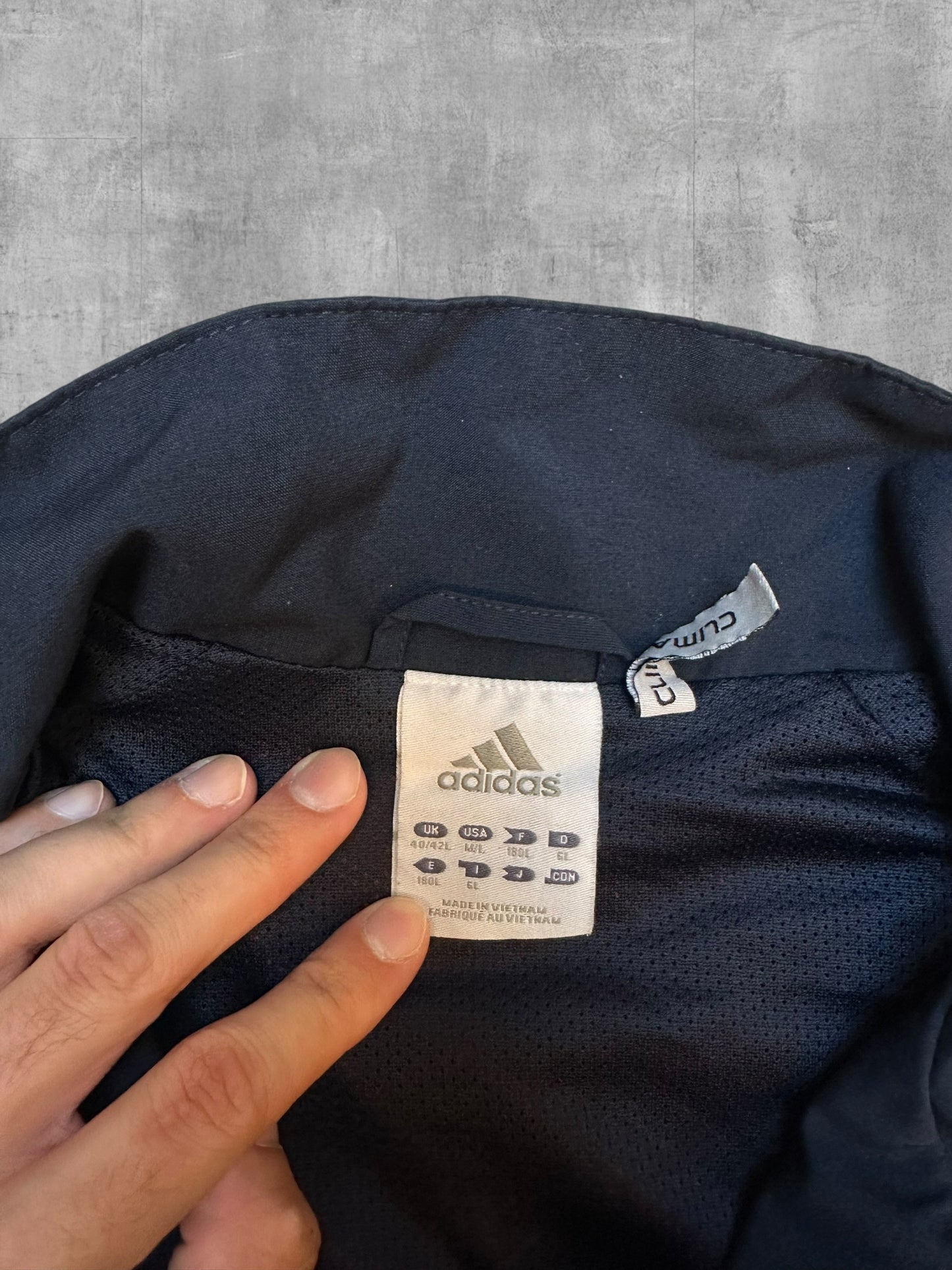 Adidas Vintage Trainingsjacke Navy Blau Weiß L