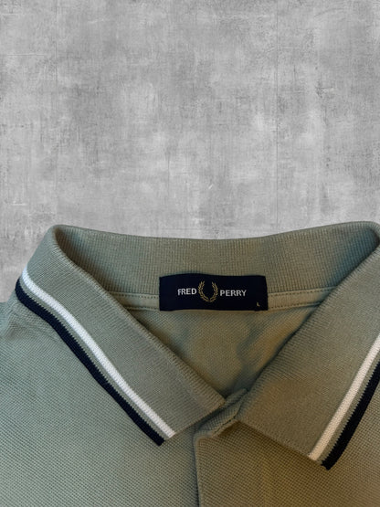 Fred Perry Polo Shirt Graugrün Schwarz L