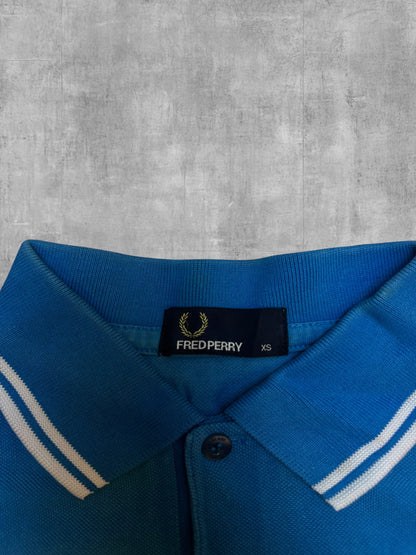 Fred Perry Polo Shirt Babyblau Weiß XS