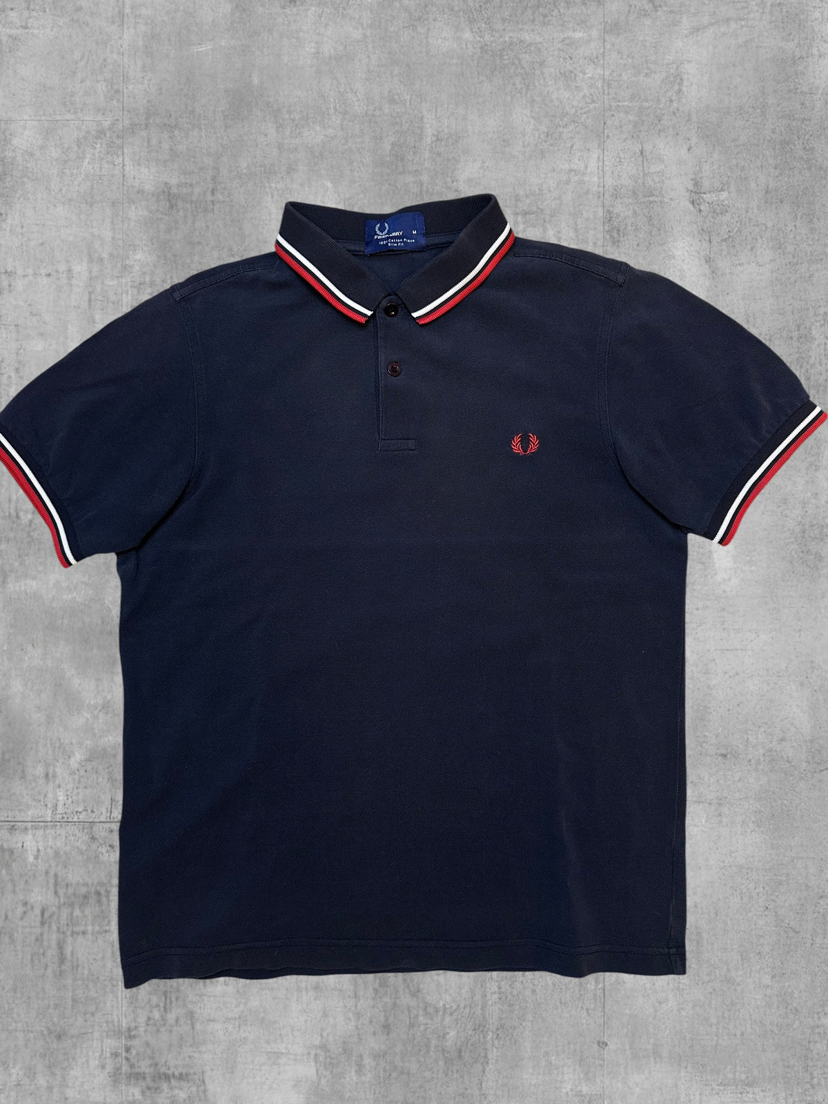 Fred Perry Polo Shirt Schwarz Rot Weiß M Slim Fit